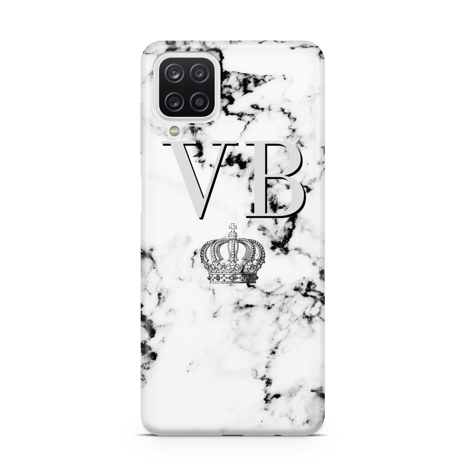 Personalised Crown Marble Initialed Grey Samsung M12 Case