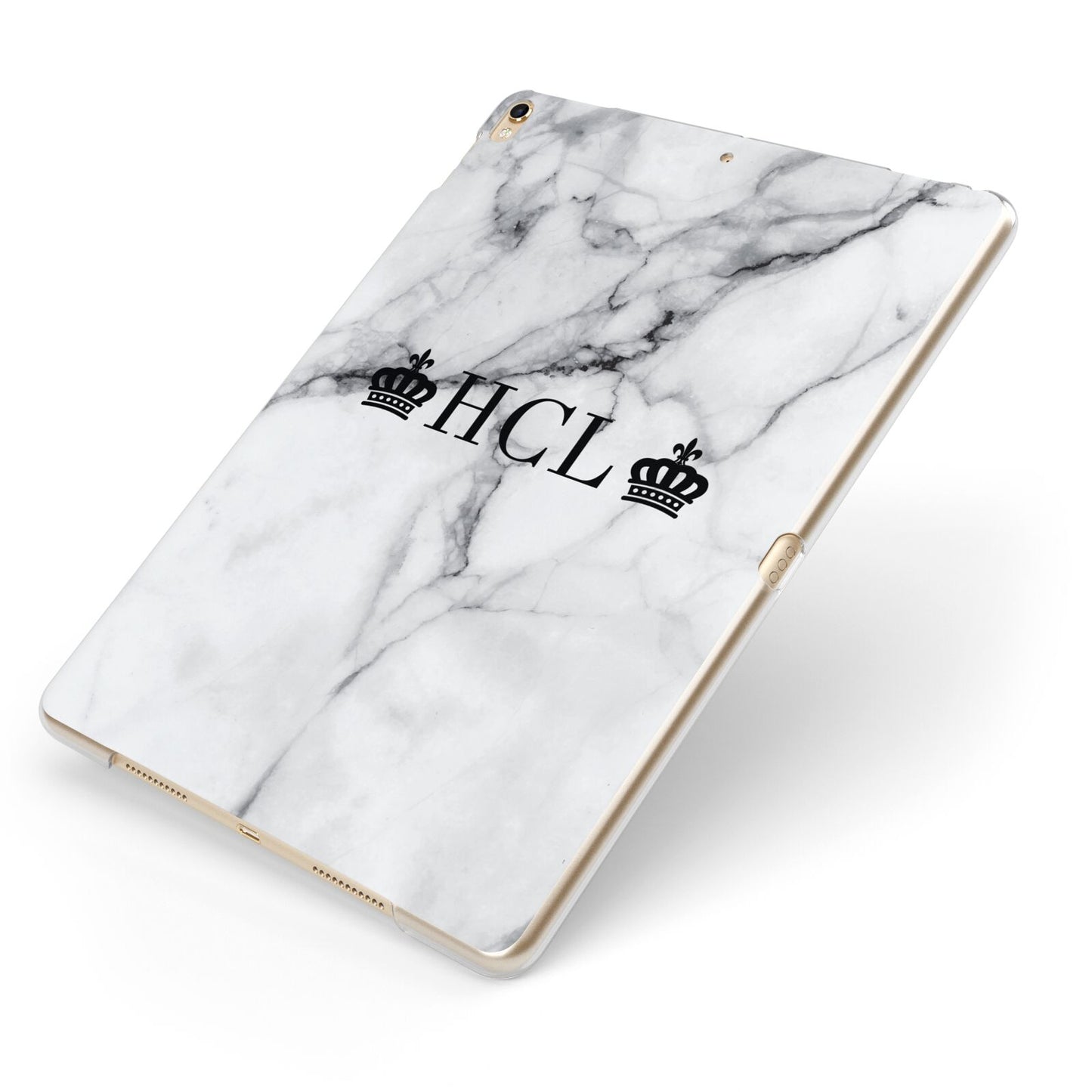 Personalised Crowns Marble Initials Apple iPad Case on Gold iPad Side View