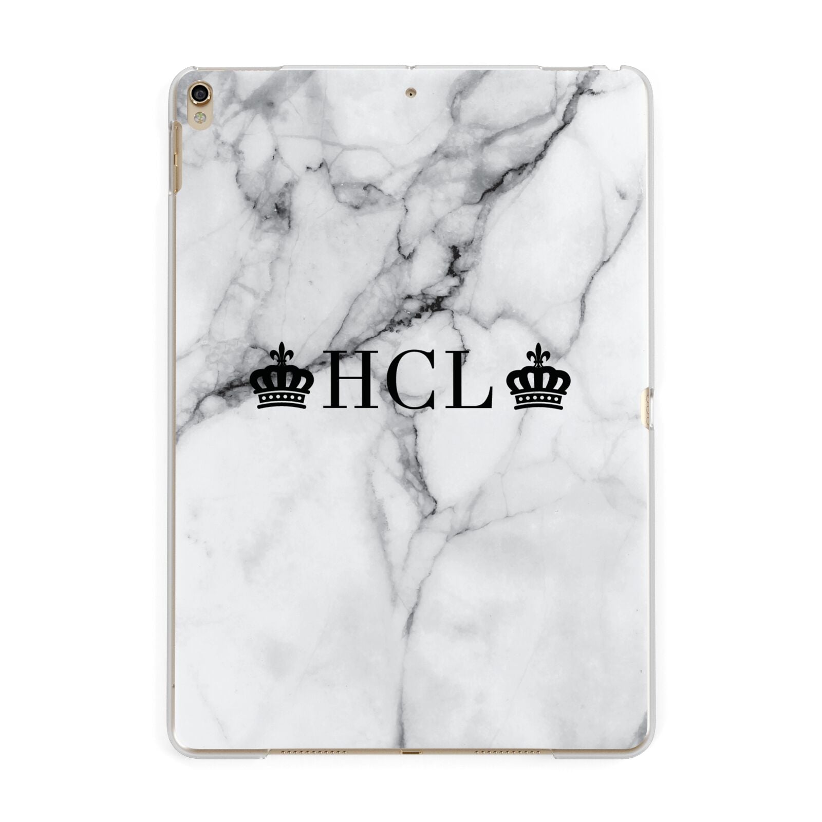 Personalised Crowns Marble Initials Apple iPad Gold Case