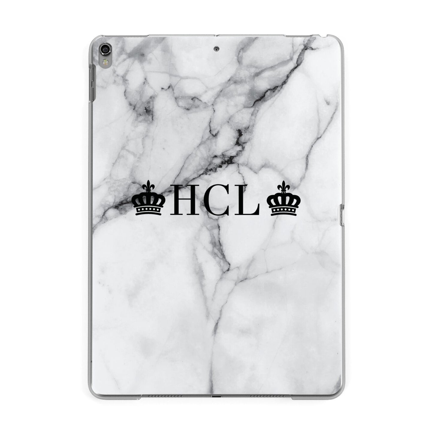 Personalised Crowns Marble Initials Apple iPad Grey Case