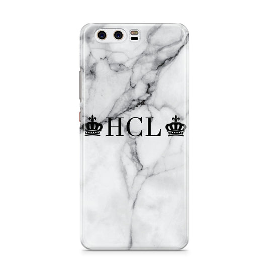 Personalised Crowns Marble Initials Huawei P10 Phone Case