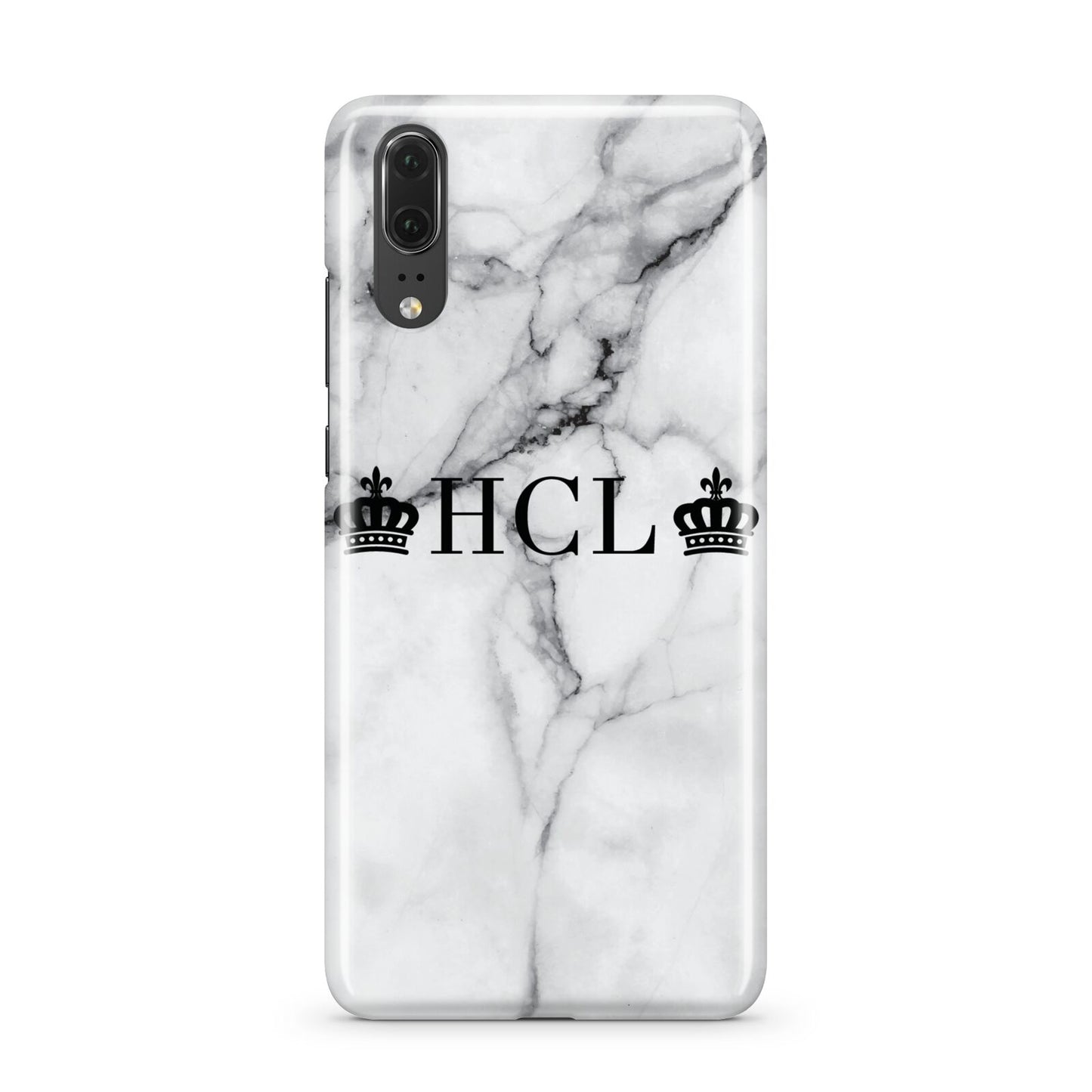 Personalised Crowns Marble Initials Huawei P20 Phone Case