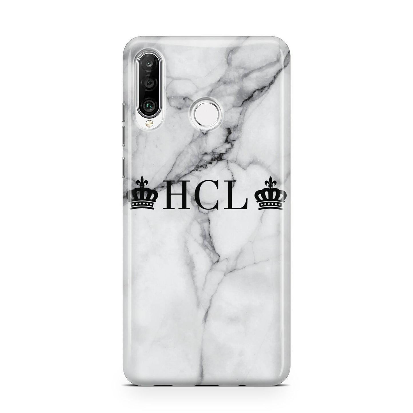 Personalised Crowns Marble Initials Huawei P30 Lite Phone Case