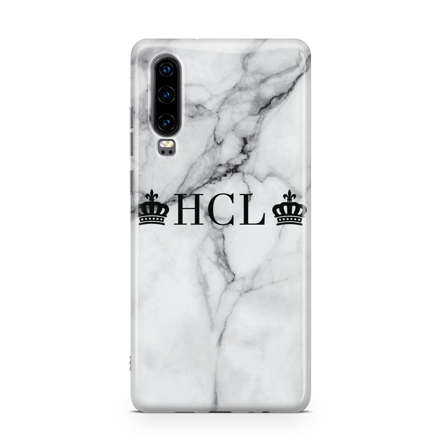 Personalised Crowns Marble Initials Huawei P30 Phone Case