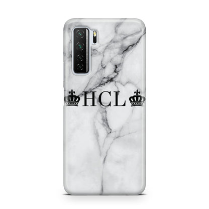 Personalised Crowns Marble Initials Huawei P40 Lite 5G Phone Case