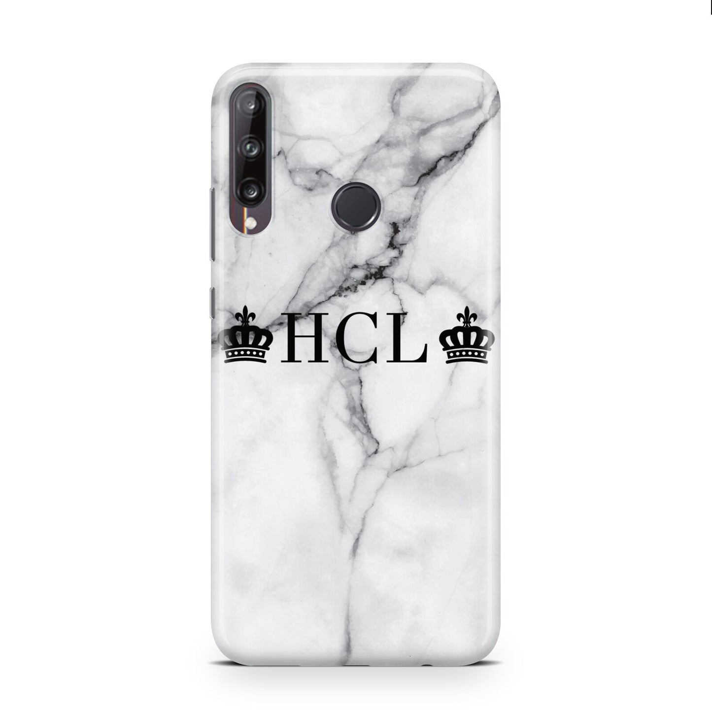 Personalised Crowns Marble Initials Huawei P40 Lite E Phone Case