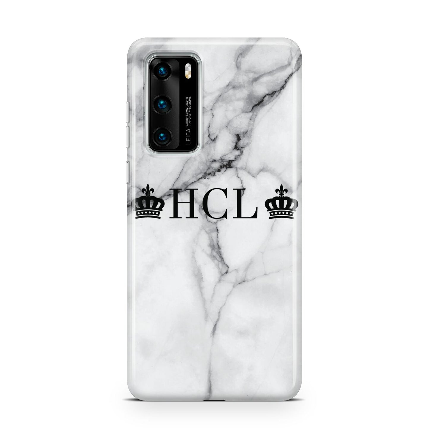 Personalised Crowns Marble Initials Huawei P40 Phone Case