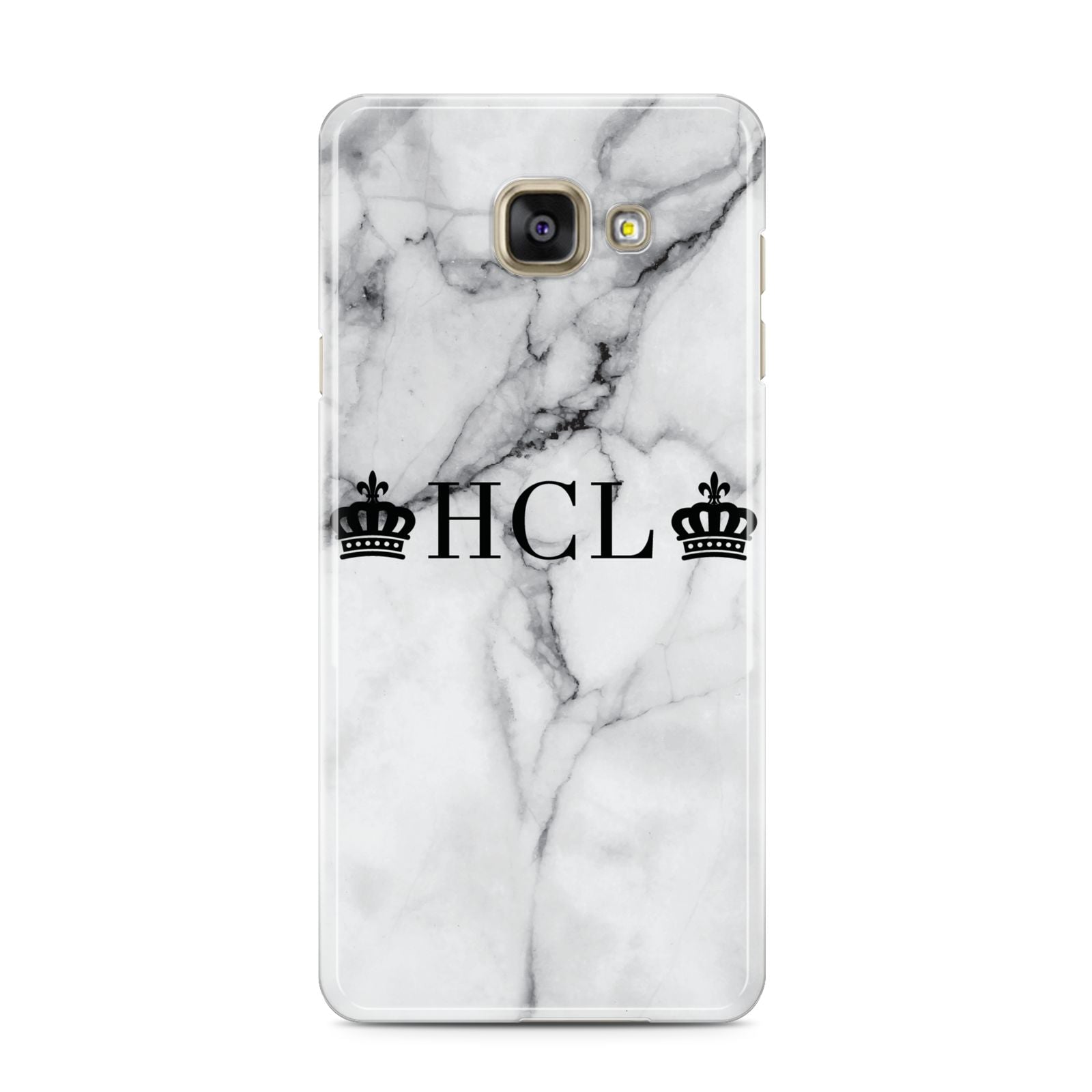 Personalised Crowns Marble Initials Samsung Galaxy A3 2016 Case on gold phone