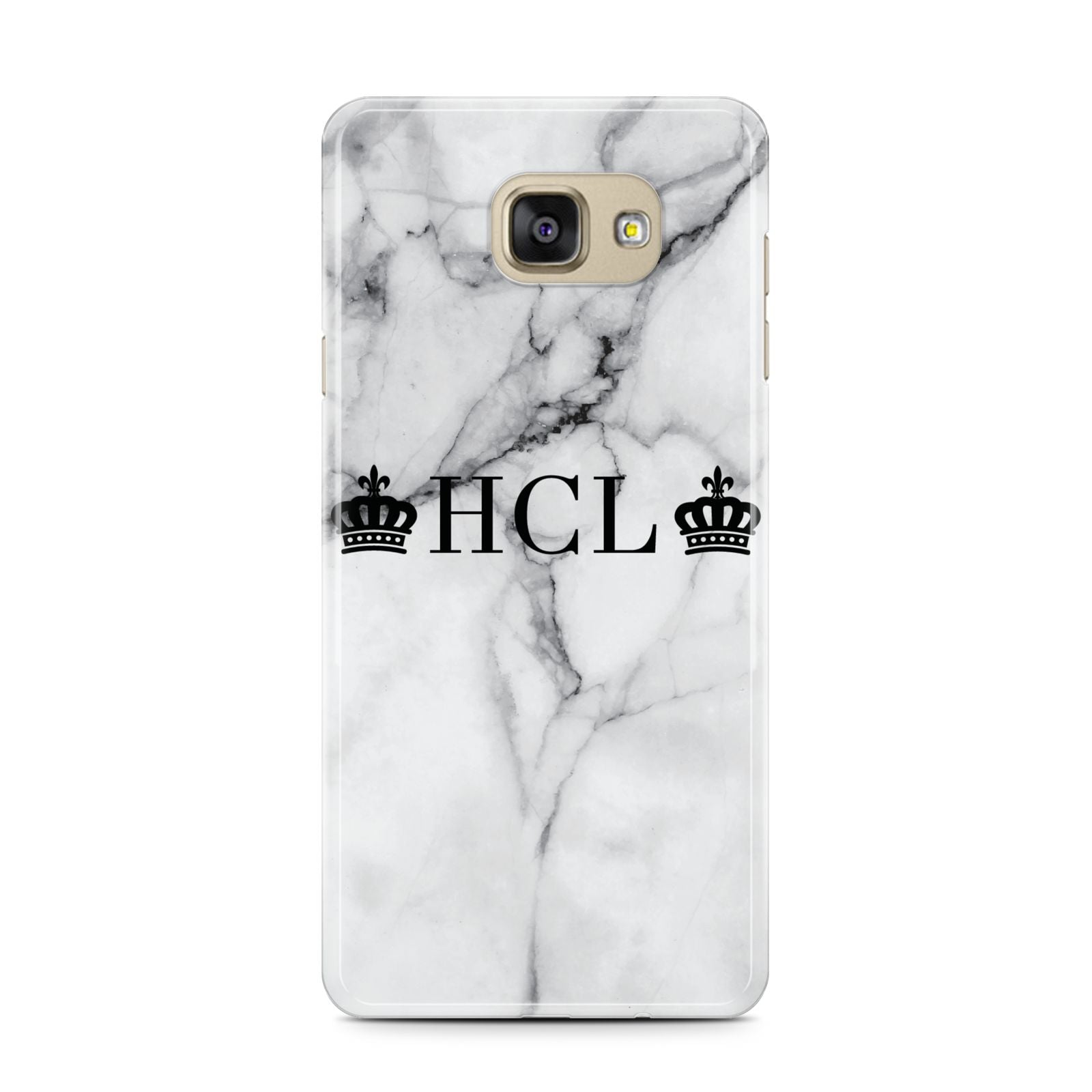 Personalised Crowns Marble Initials Samsung Galaxy A7 2016 Case on gold phone