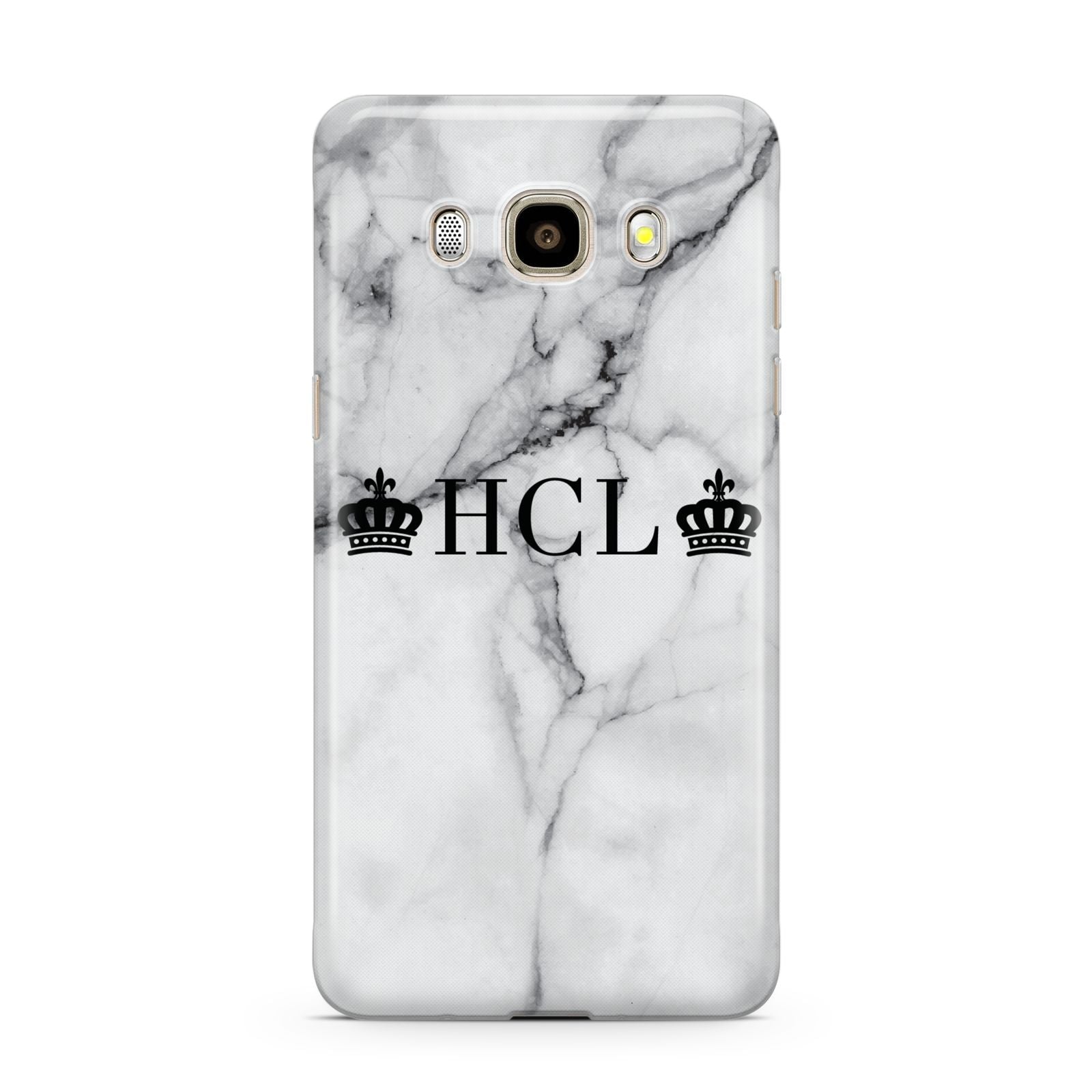 Personalised Crowns Marble Initials Samsung Galaxy J7 2016 Case on gold phone