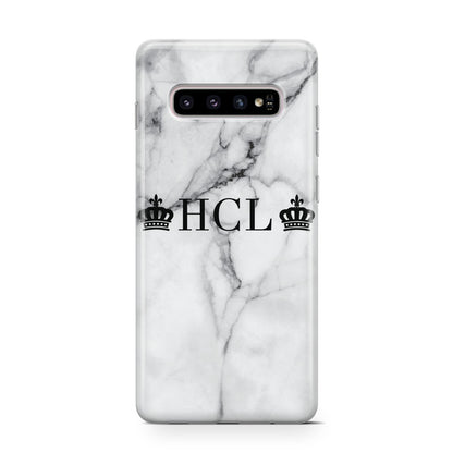 Personalised Crowns Marble Initials Samsung Galaxy S10 Case