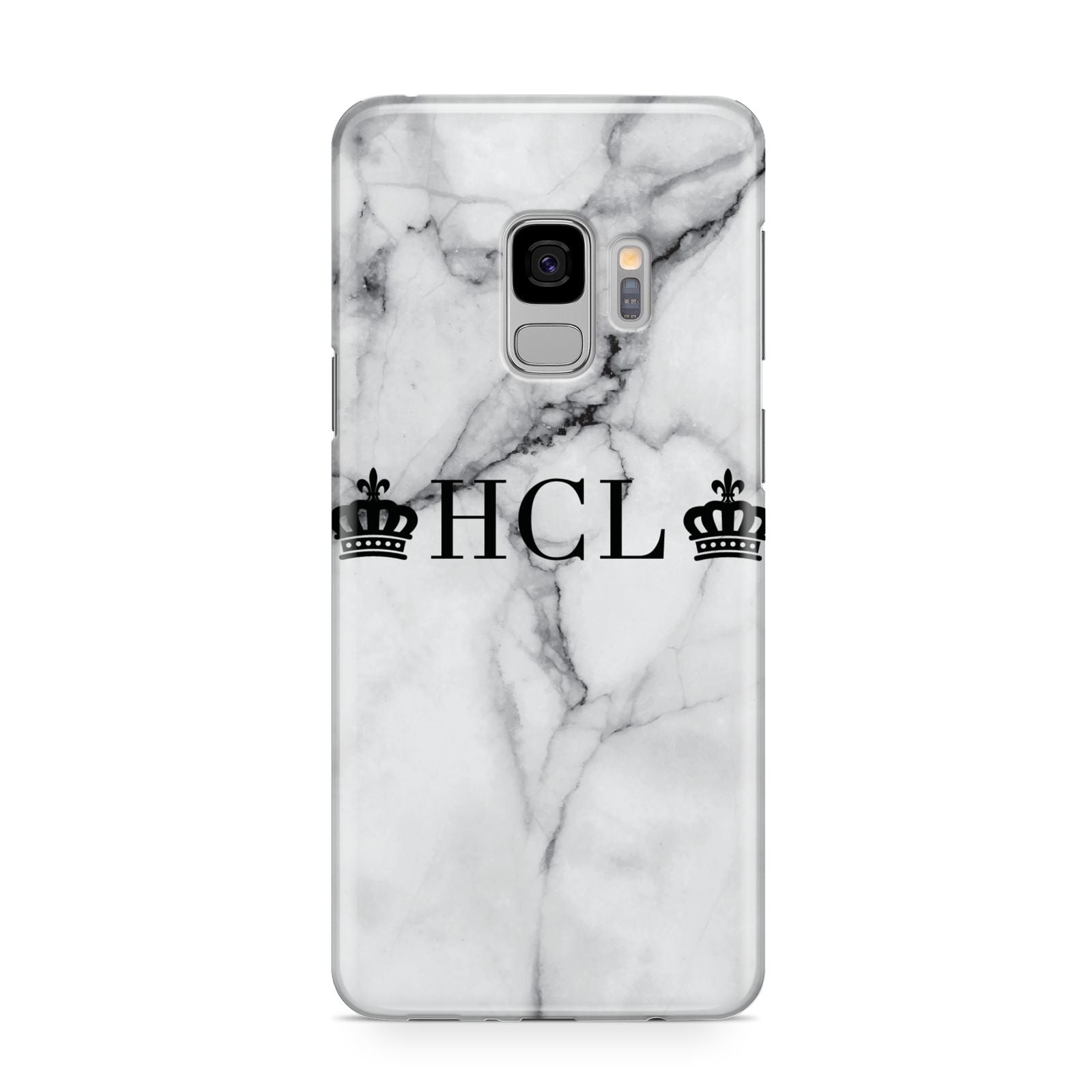 Personalised Crowns Marble Initials Samsung Galaxy S9 Case