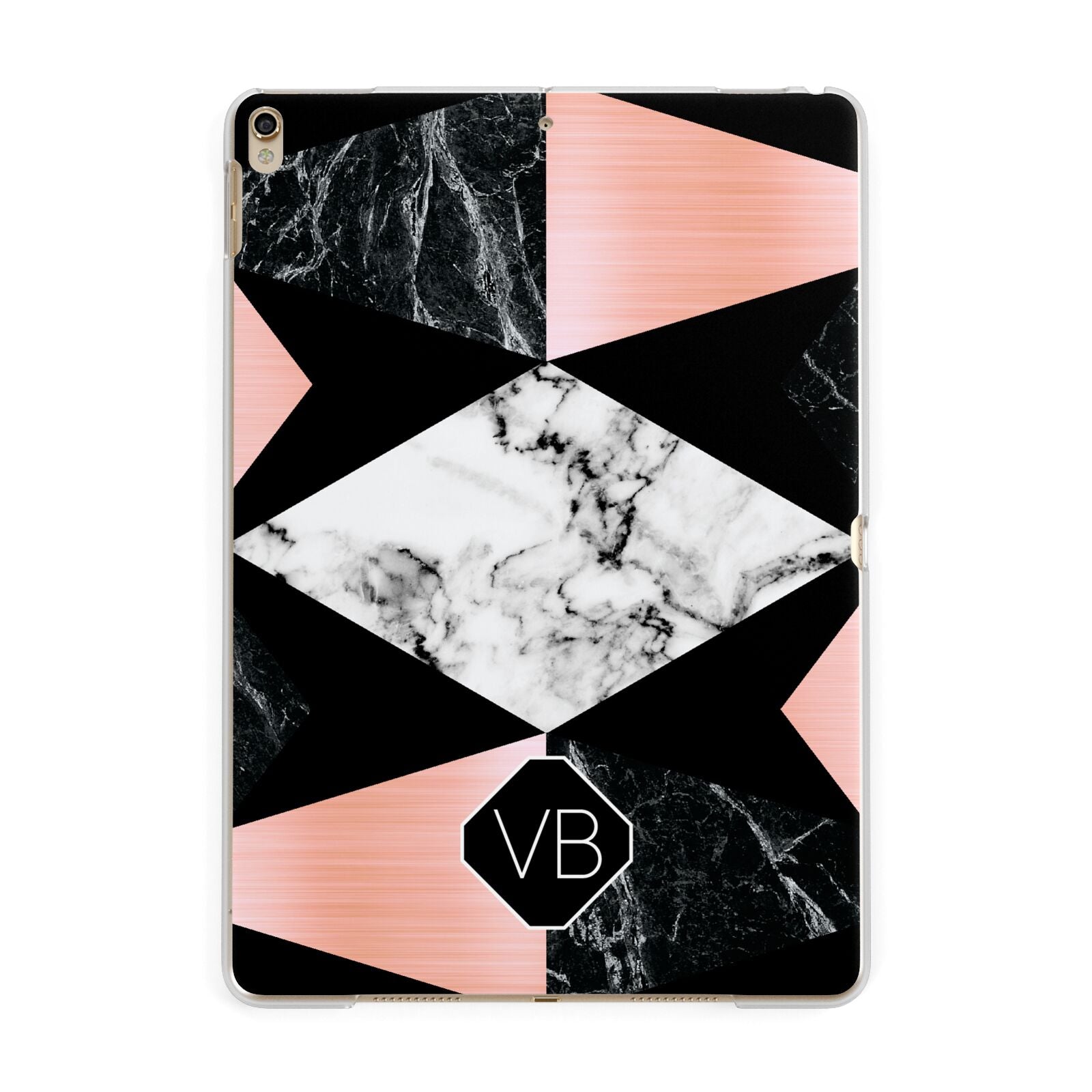 Personalised Custom Marble Initials Apple iPad Gold Case