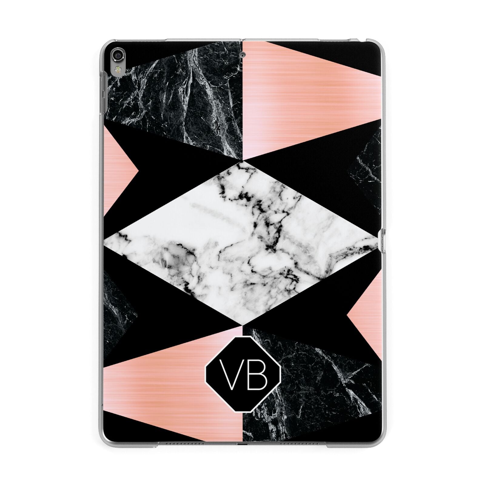 Personalised Custom Marble Initials Apple iPad Grey Case