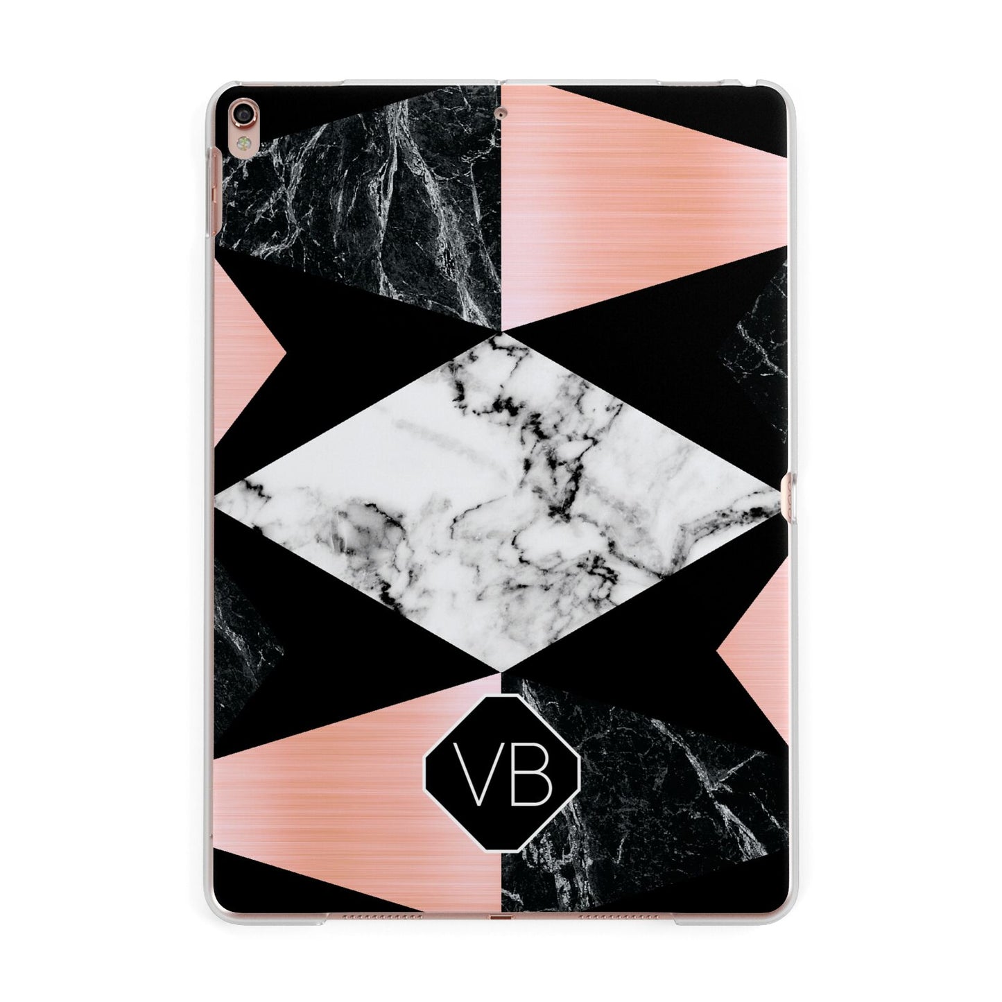 Personalised Custom Marble Initials Apple iPad Rose Gold Case