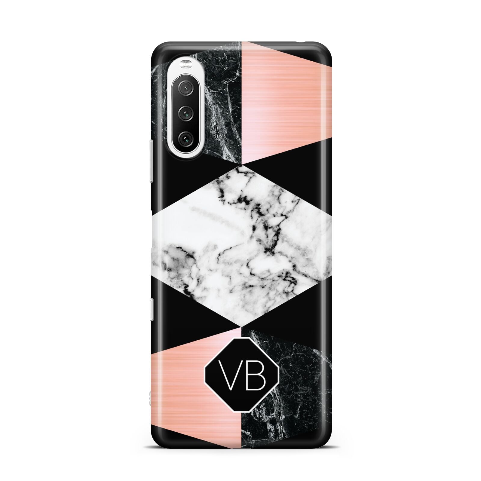 Personalised Custom Marble Initials Sony Xperia 10 III Case