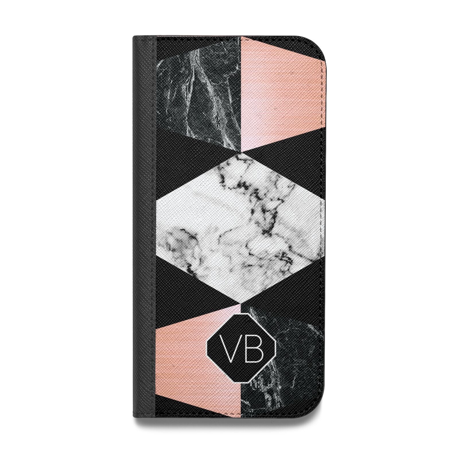 Personalised Custom Marble Initials Vegan Leather Flip Samsung Case