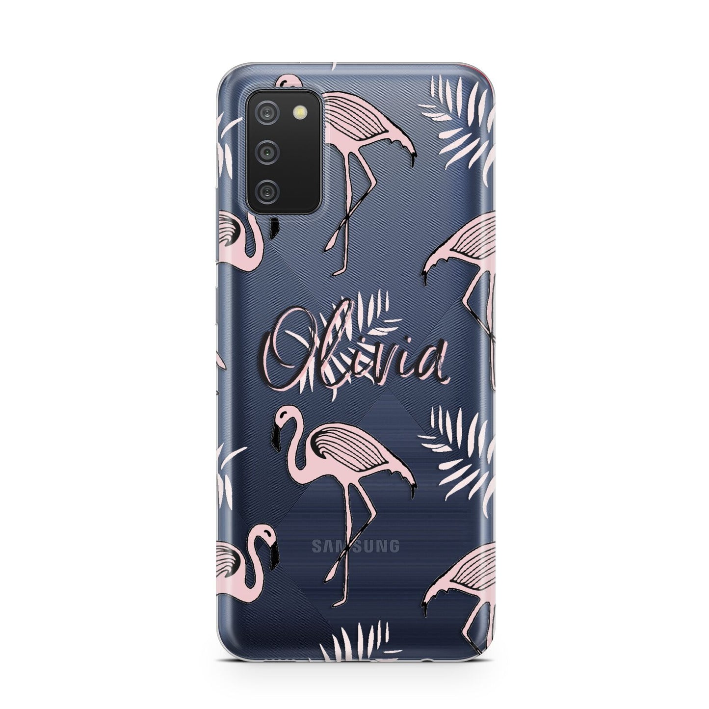 Personalised Cute Pink Flamingo Samsung A02s Case