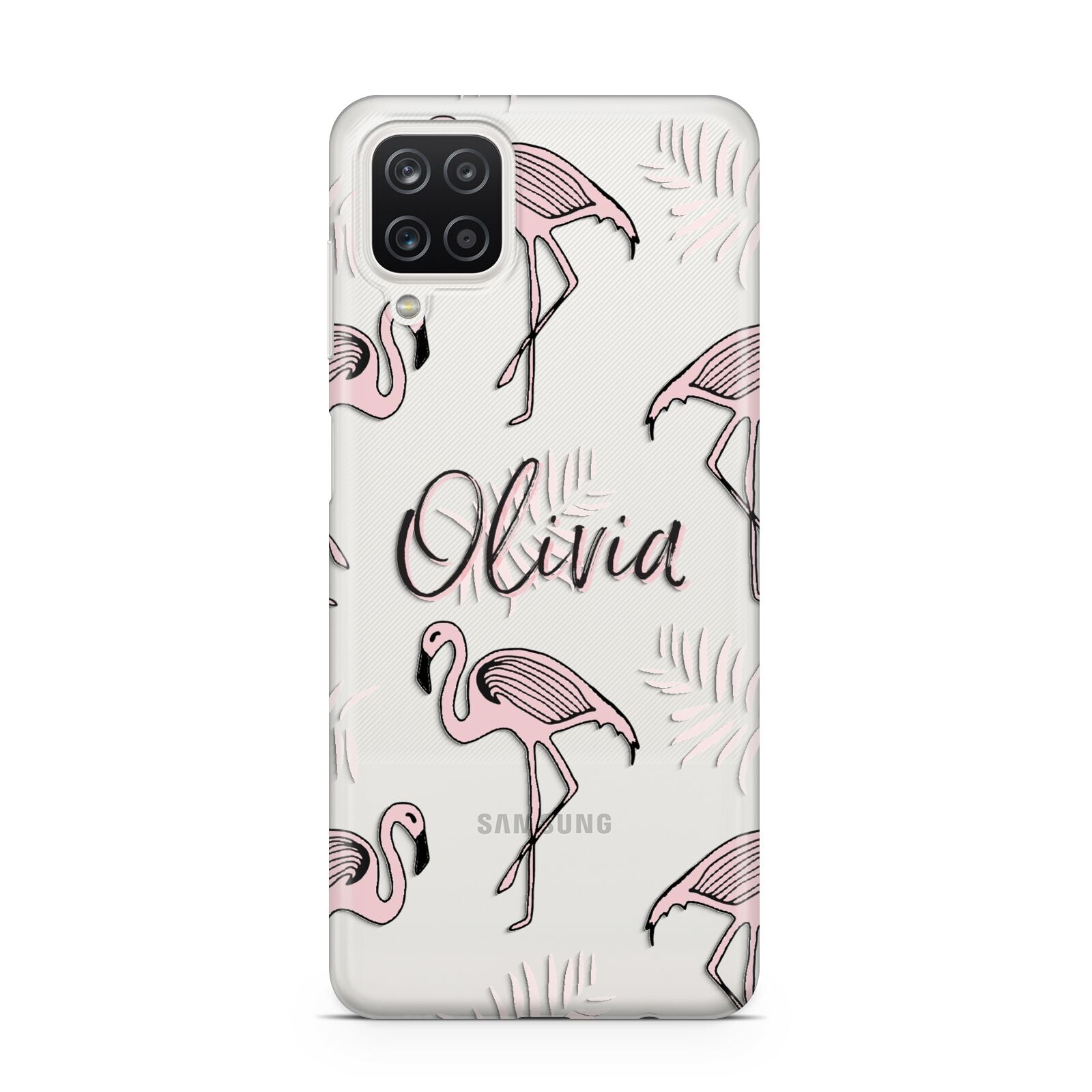 Personalised Cute Pink Flamingo Samsung A12 Case