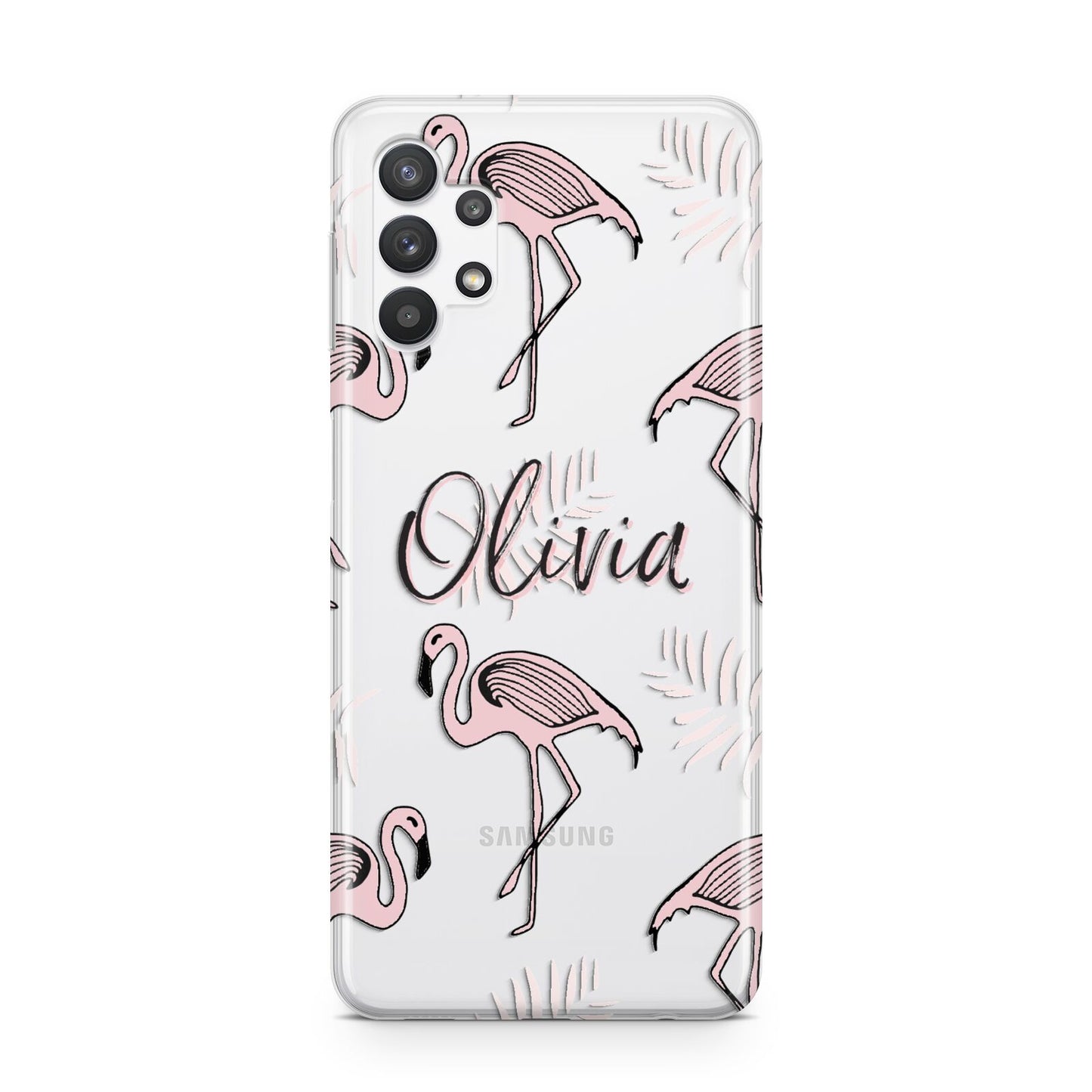 Personalised Cute Pink Flamingo Samsung A32 5G Case