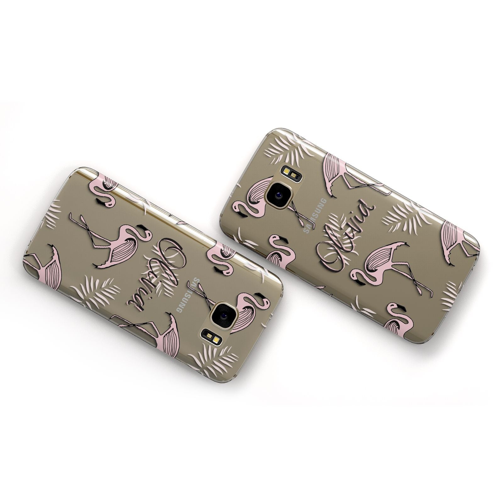 Personalised Cute Pink Flamingo Samsung Galaxy Case Flat Overview