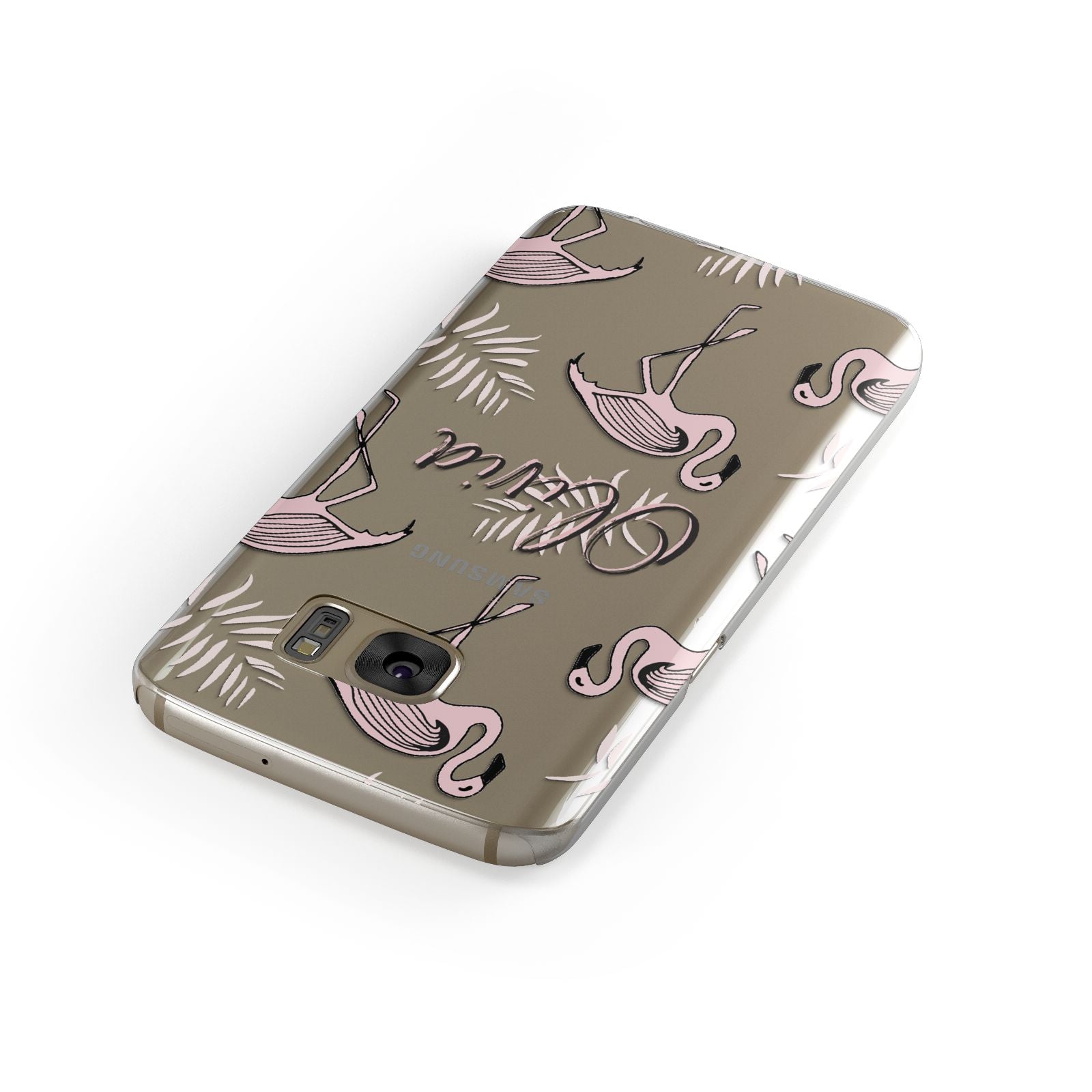 Personalised Cute Pink Flamingo Samsung Galaxy Case Front Close Up