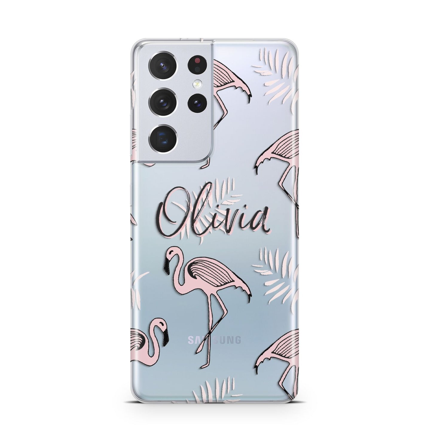 Personalised Cute Pink Flamingo Samsung S21 Ultra Case