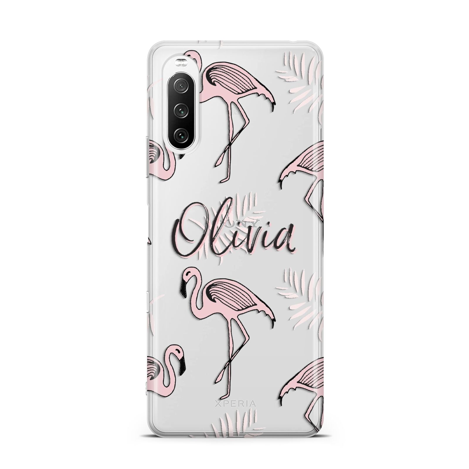 Personalised Cute Pink Flamingo Sony Xperia 10 III Case