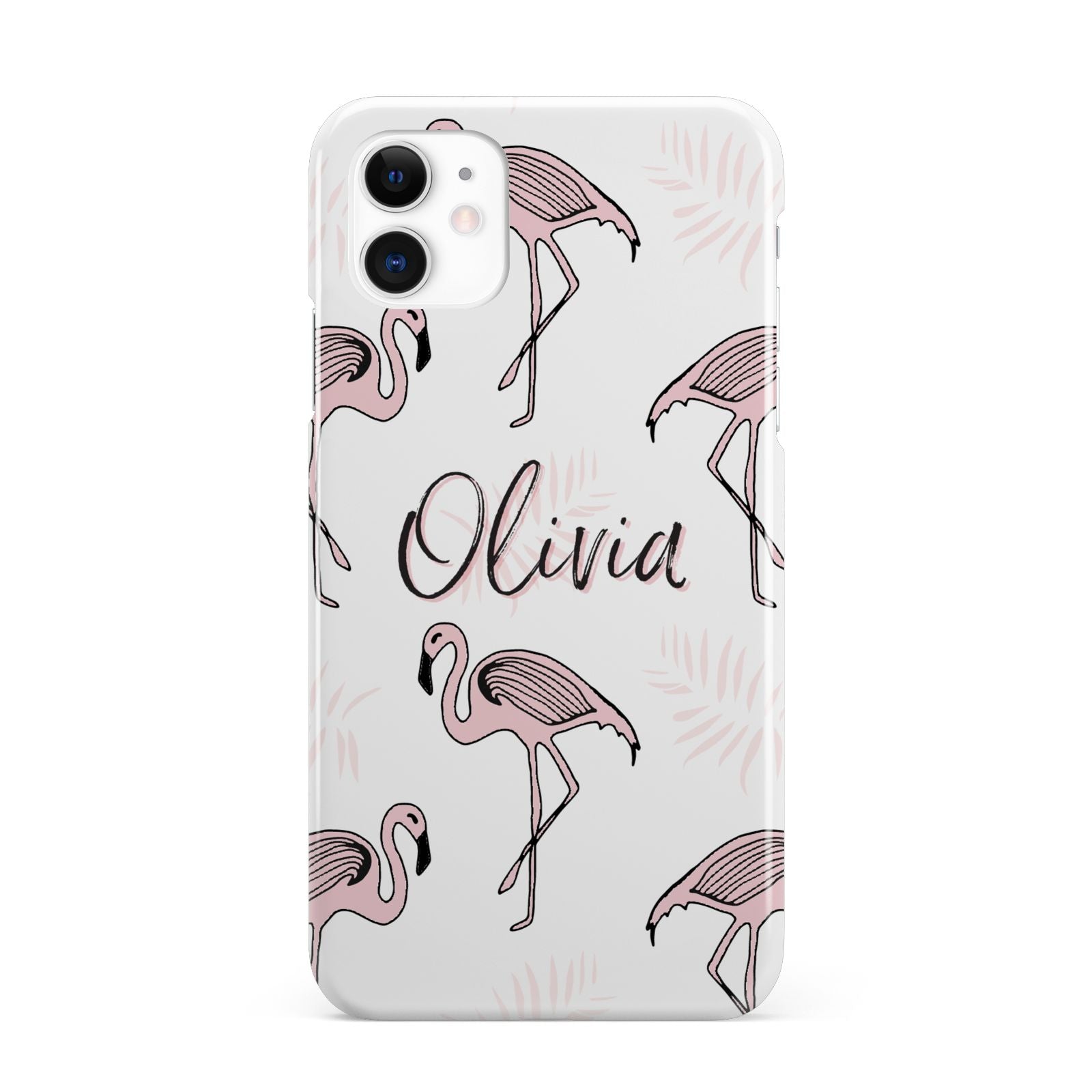 Personalised Cute Pink Flamingo iPhone 11 3D Snap Case