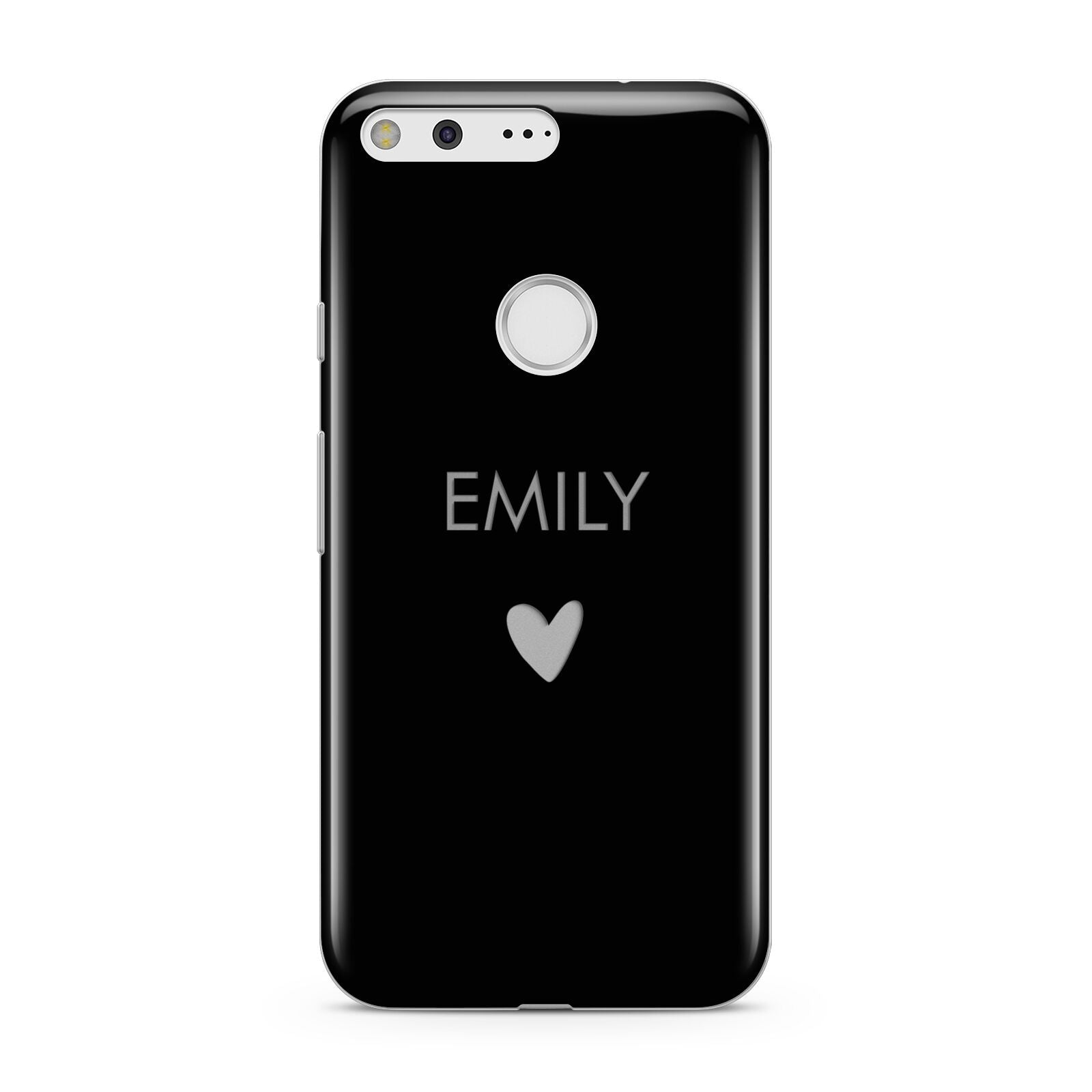 Personalised Cutout Name Heart Clear Black Google Pixel Case