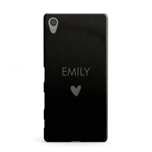 Personalised Cutout Name Heart Clear Black Sony Xperia Case