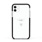 Personalised Cutout Name Heart Clear White Apple iPhone 11 in White with Black Impact Case