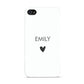 Personalised Cutout Name Heart Clear White Apple iPhone 4s Case