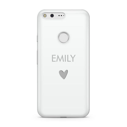 Personalised Cutout Name Heart Clear White Google Pixel Case