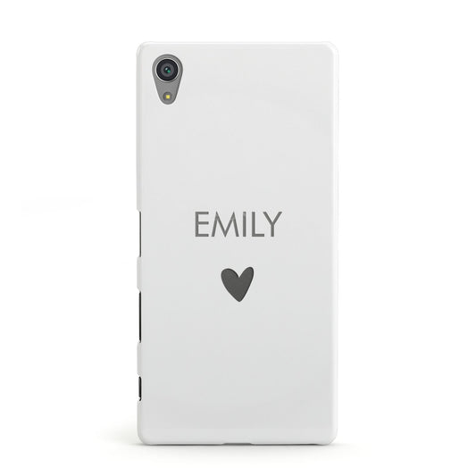 Personalised Cutout Name Heart Clear White Sony Xperia Case