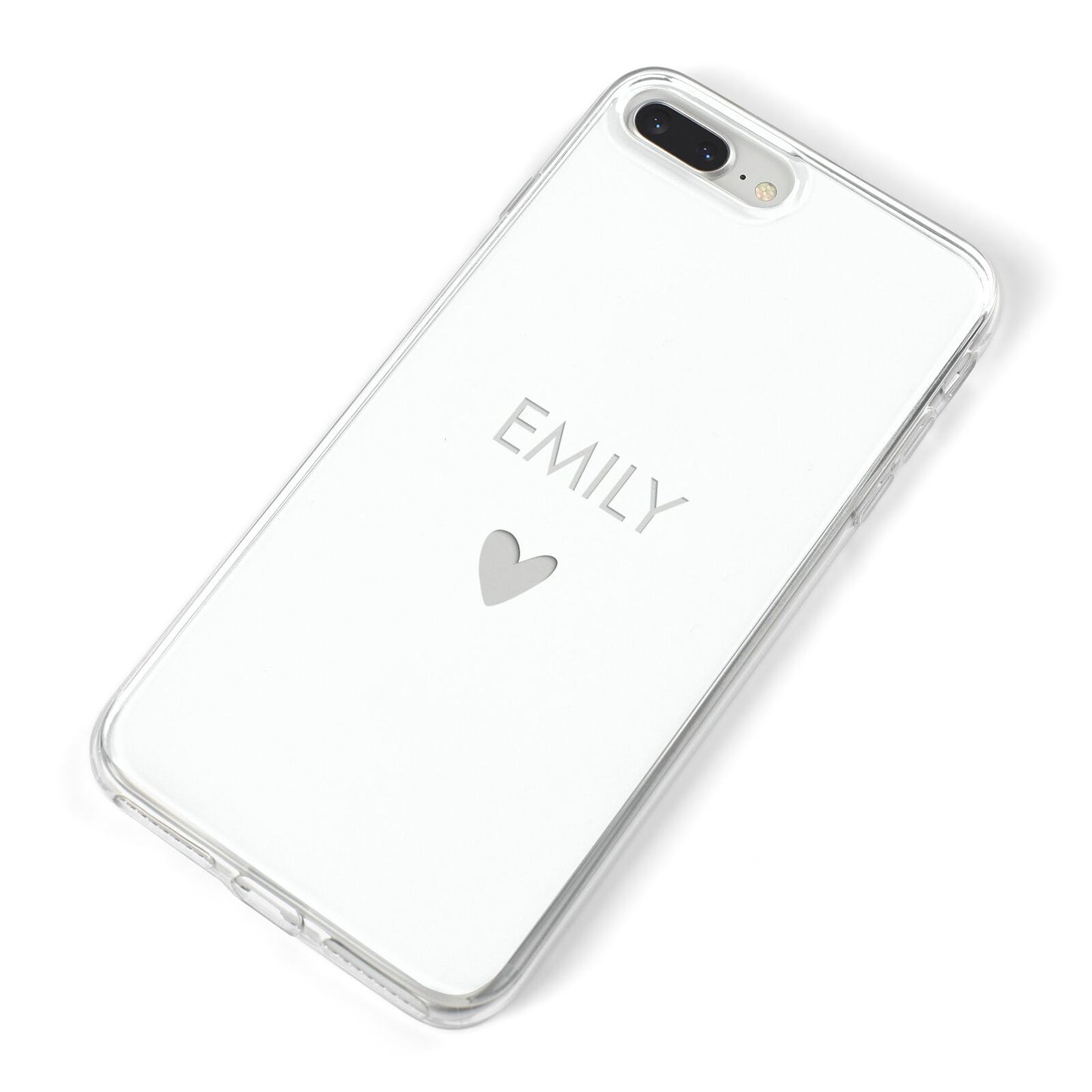 Personalised Cutout Name Heart Clear White iPhone 8 Plus Bumper Case on Silver iPhone Alternative Image