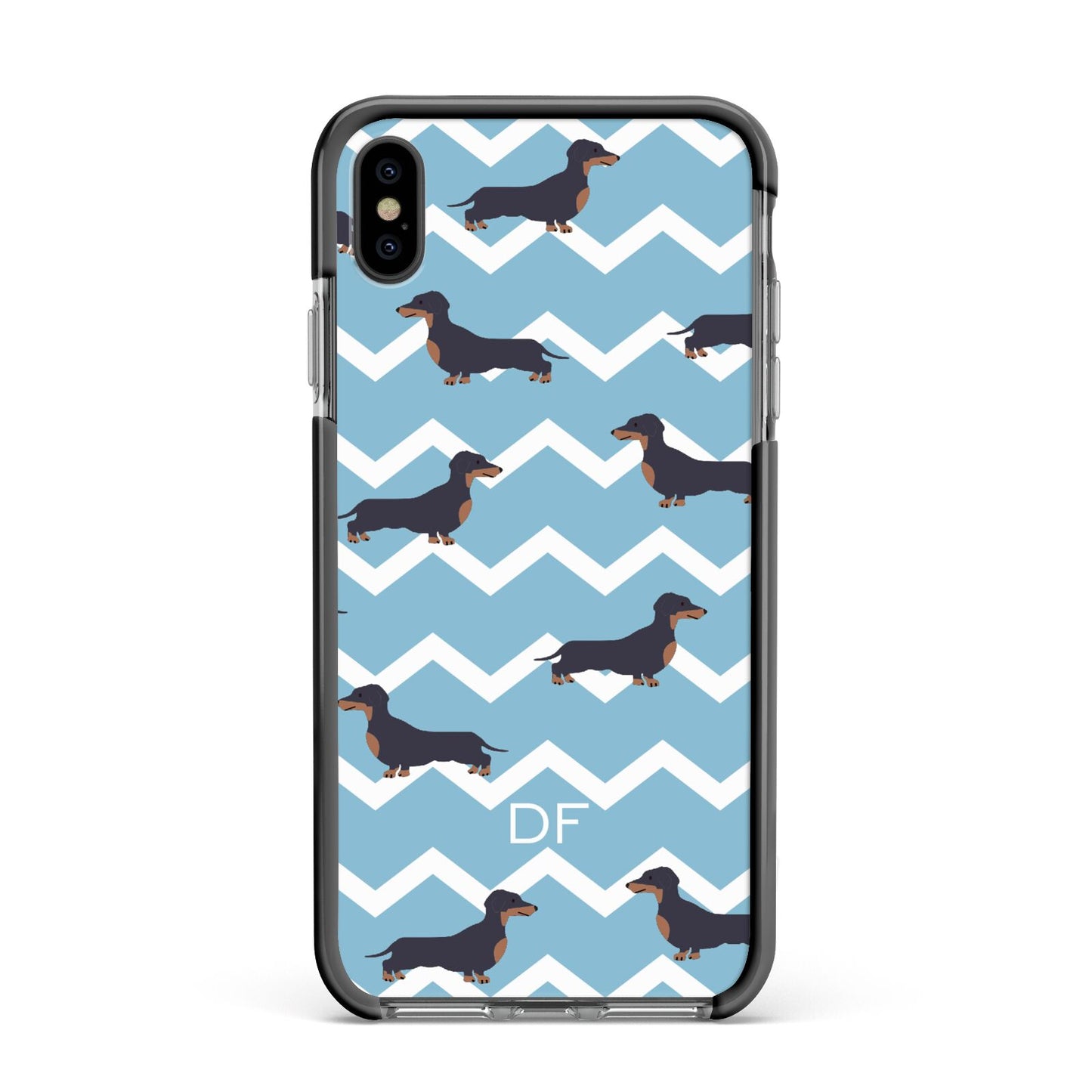 Personalised Dachshund Apple iPhone Xs Max Impact Case Black Edge on Black Phone