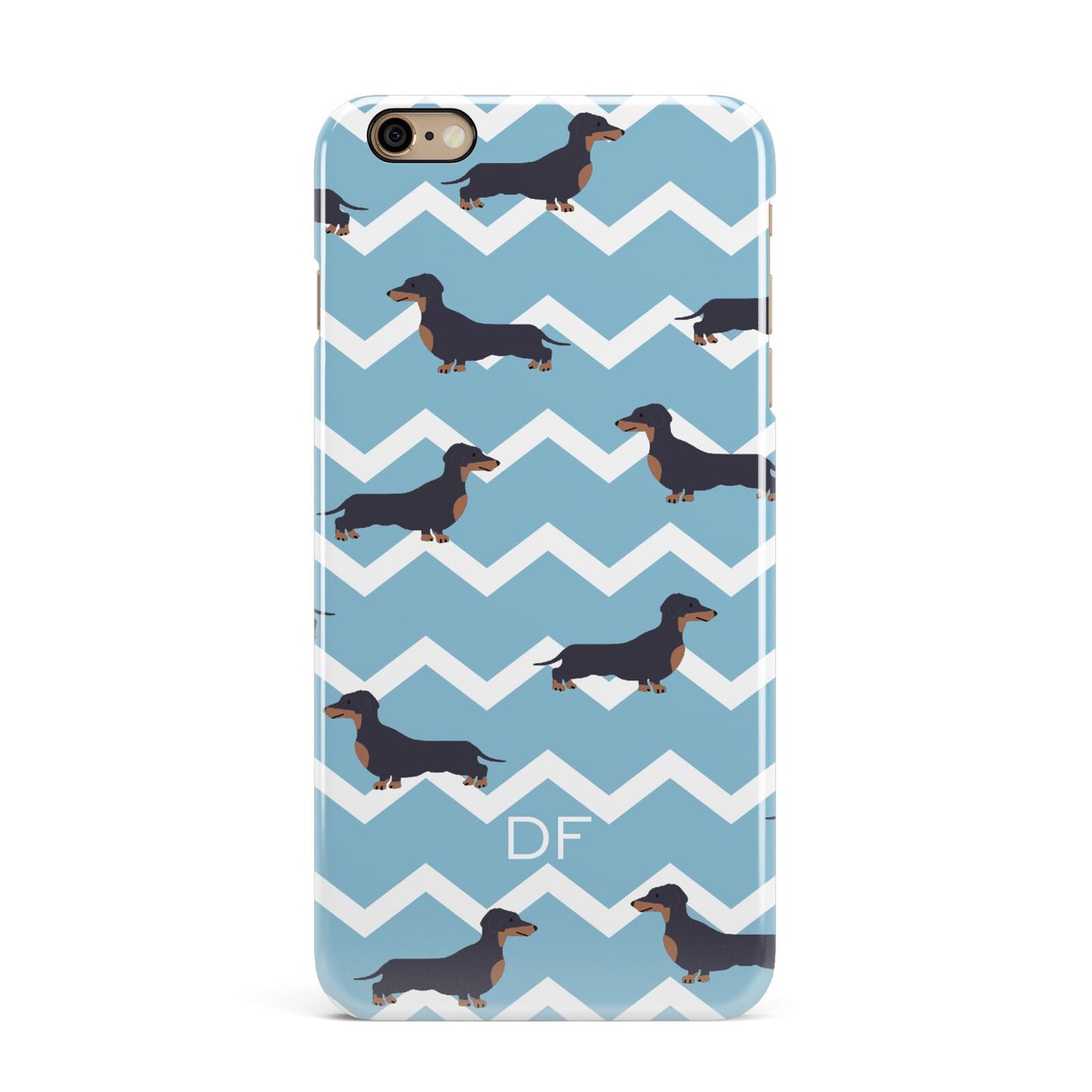 Personalised Dachshund iPhone 6 Plus 3D Snap Case on Gold Phone