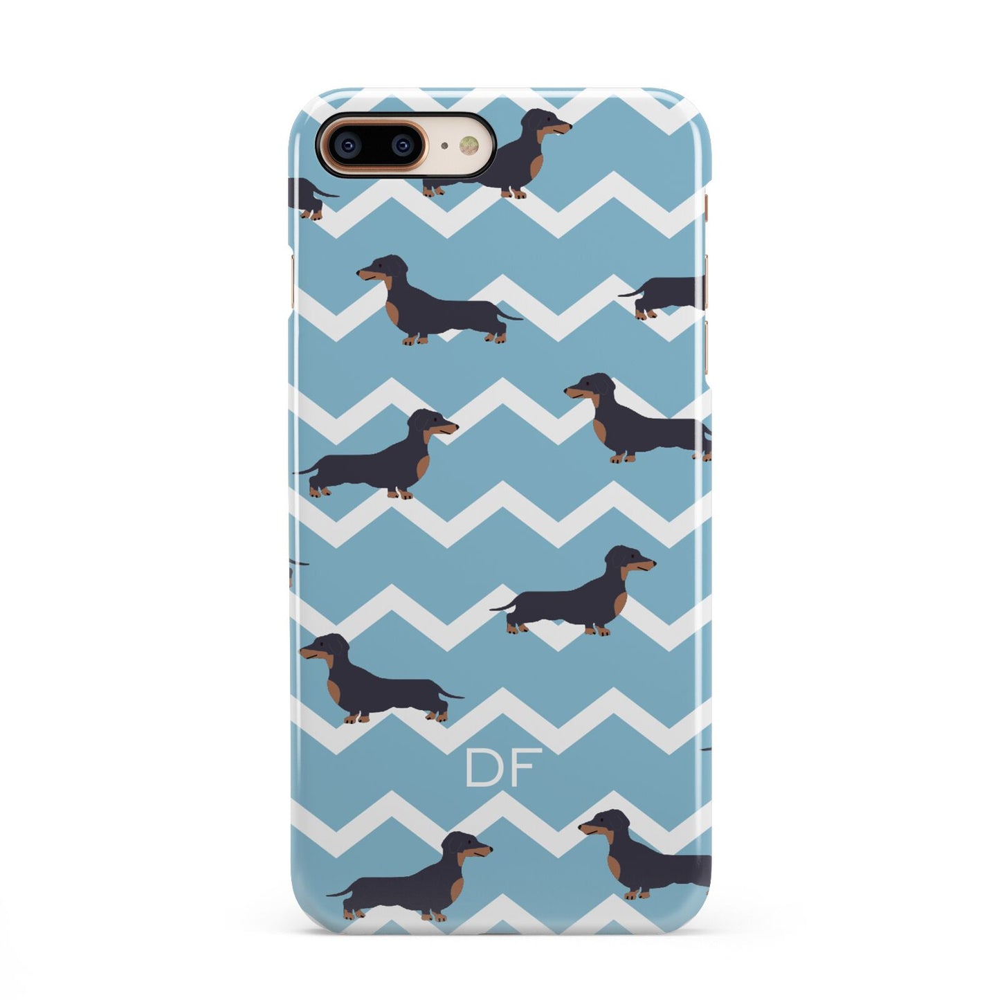 Personalised Dachshund iPhone 8 Plus 3D Snap Case on Gold Phone