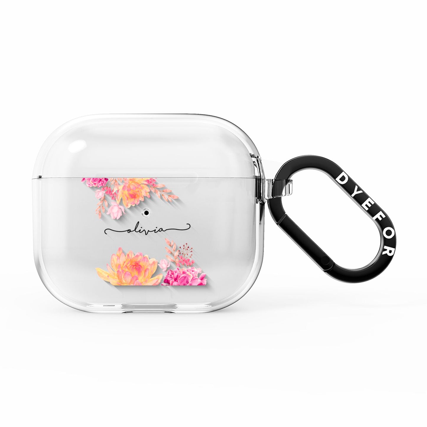 Personalised Dahlia Flowers AirPods Clear Case 3rd Gen