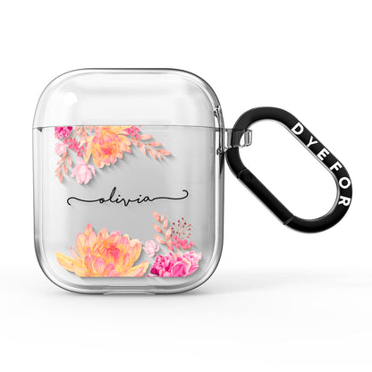 Personalised Dahlia Flowers AirPods Clear Case