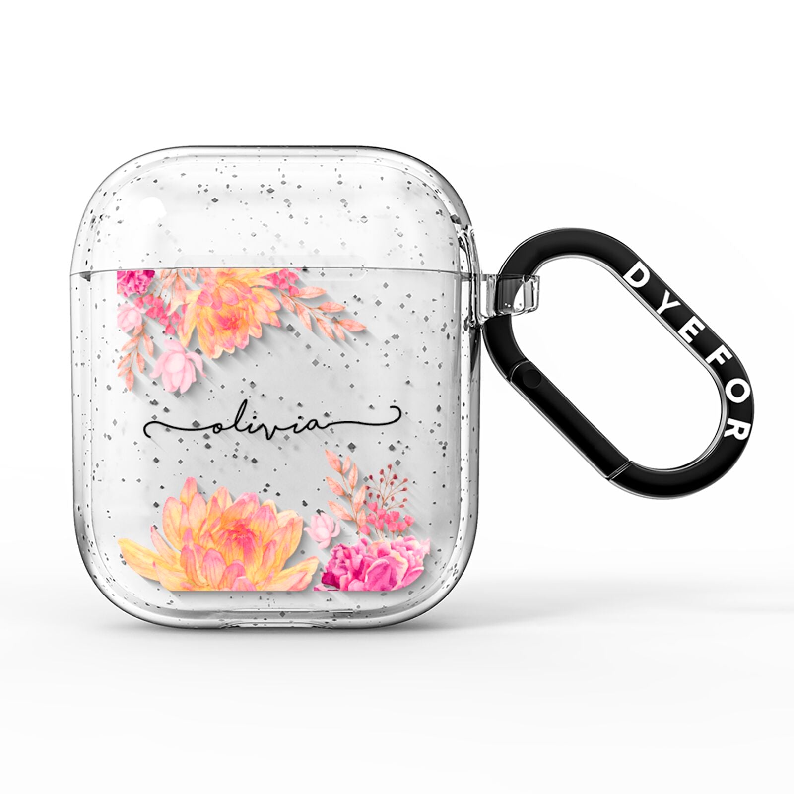 Personalised Dahlia Flowers AirPods Glitter Case