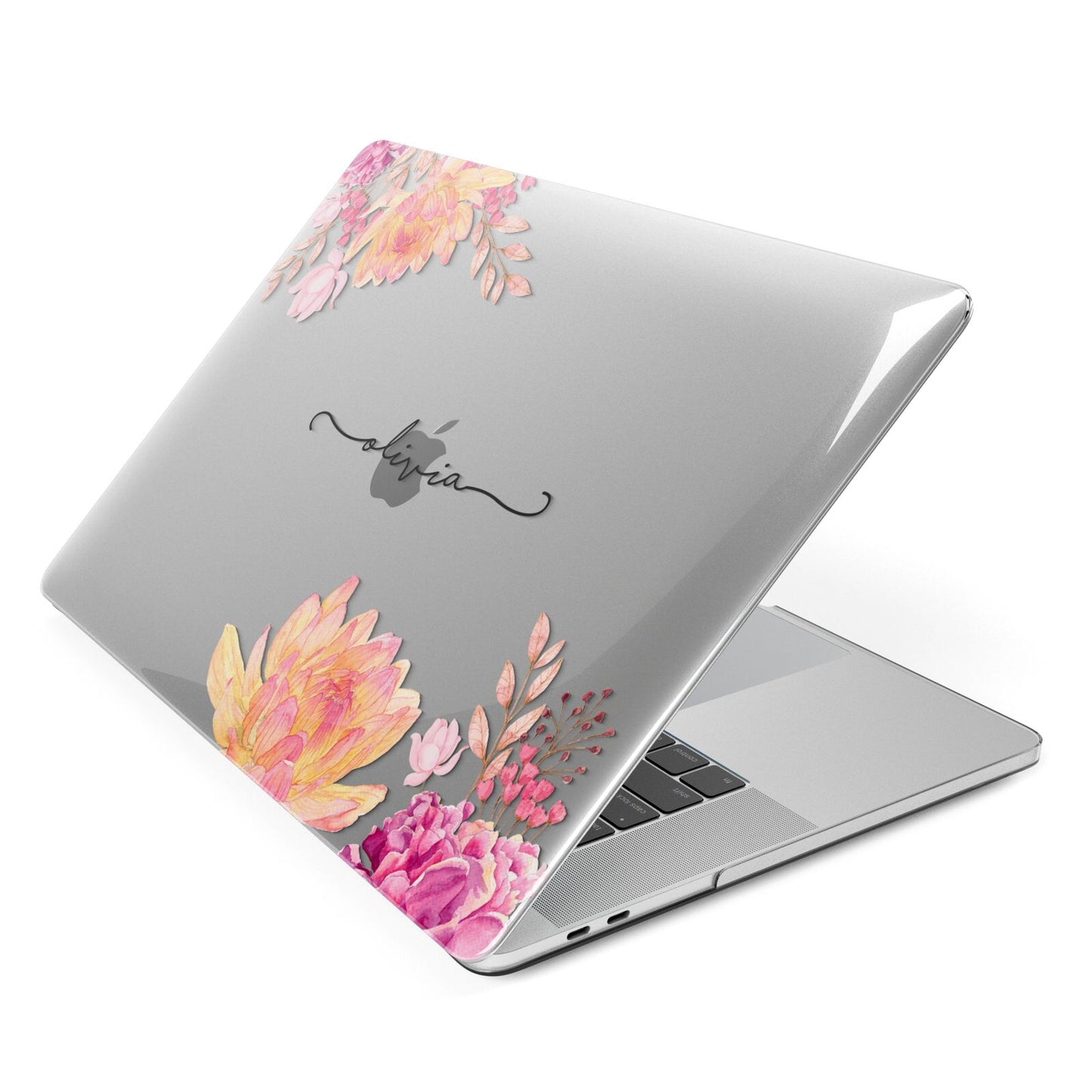 Personalised Dahlia Flowers Apple MacBook Case Side View