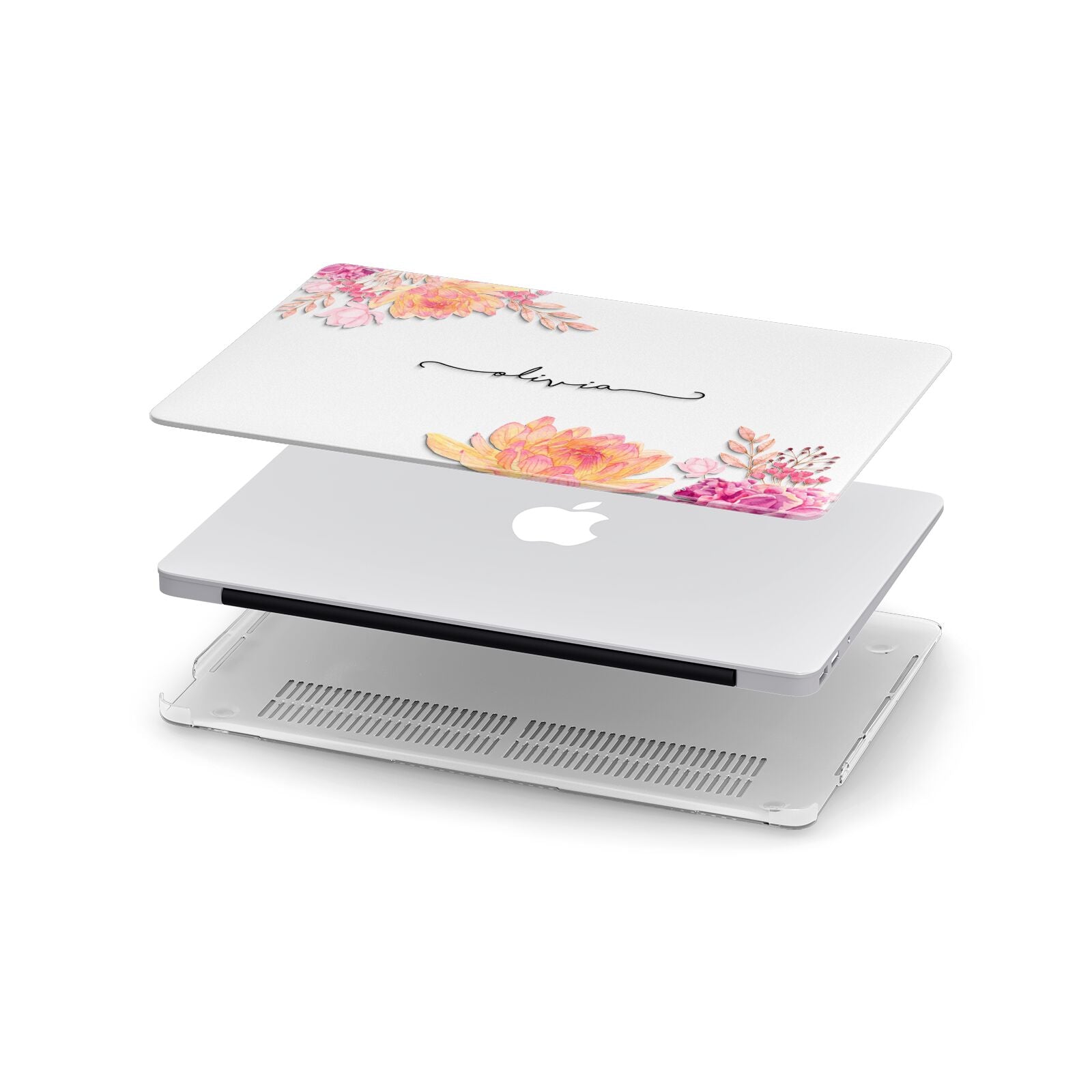 Personalised Dahlia Flowers Apple MacBook Case in Detail