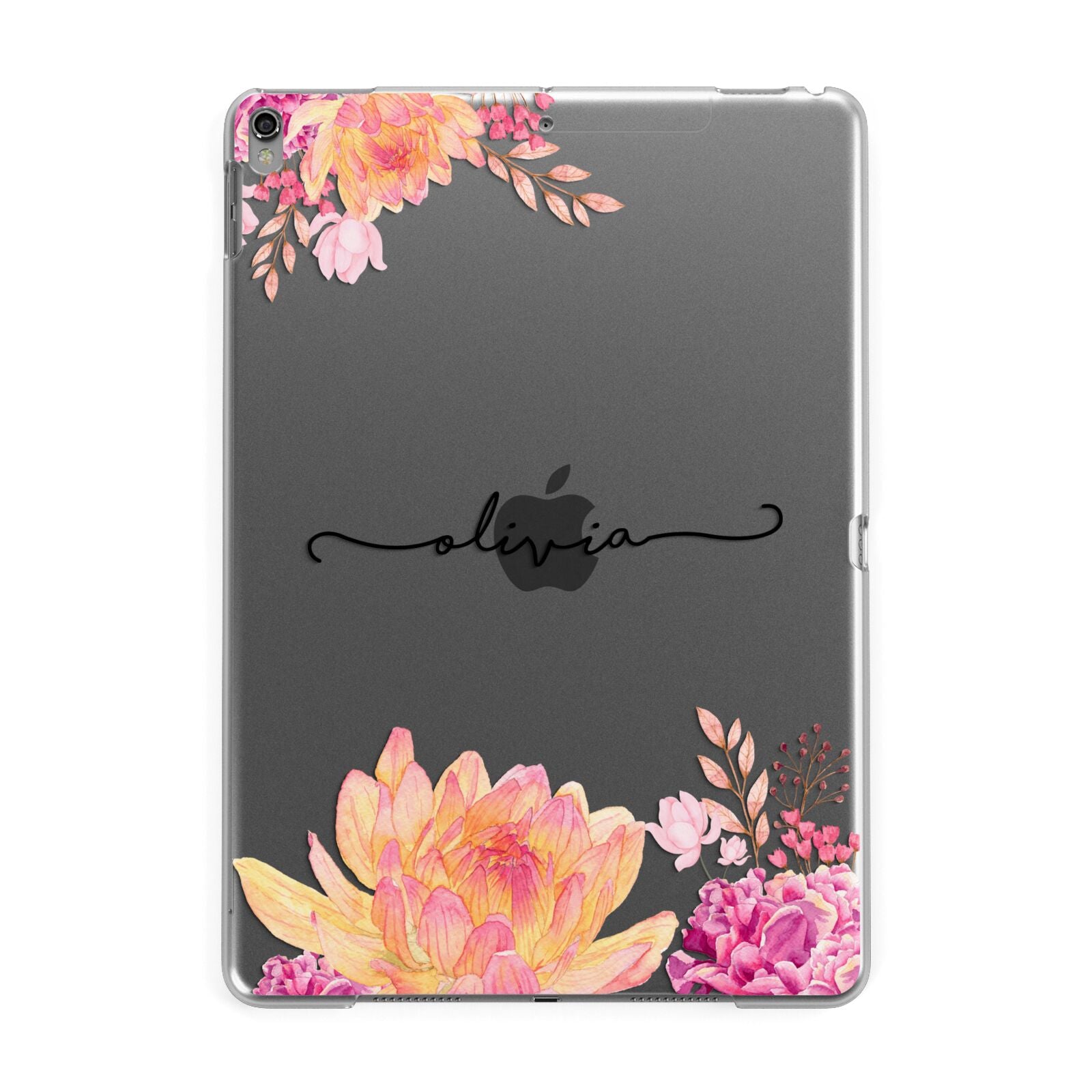 Personalised Dahlia Flowers Apple iPad Grey Case