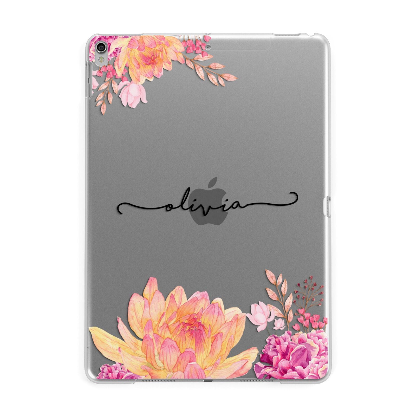 Personalised Dahlia Flowers Apple iPad Silver Case