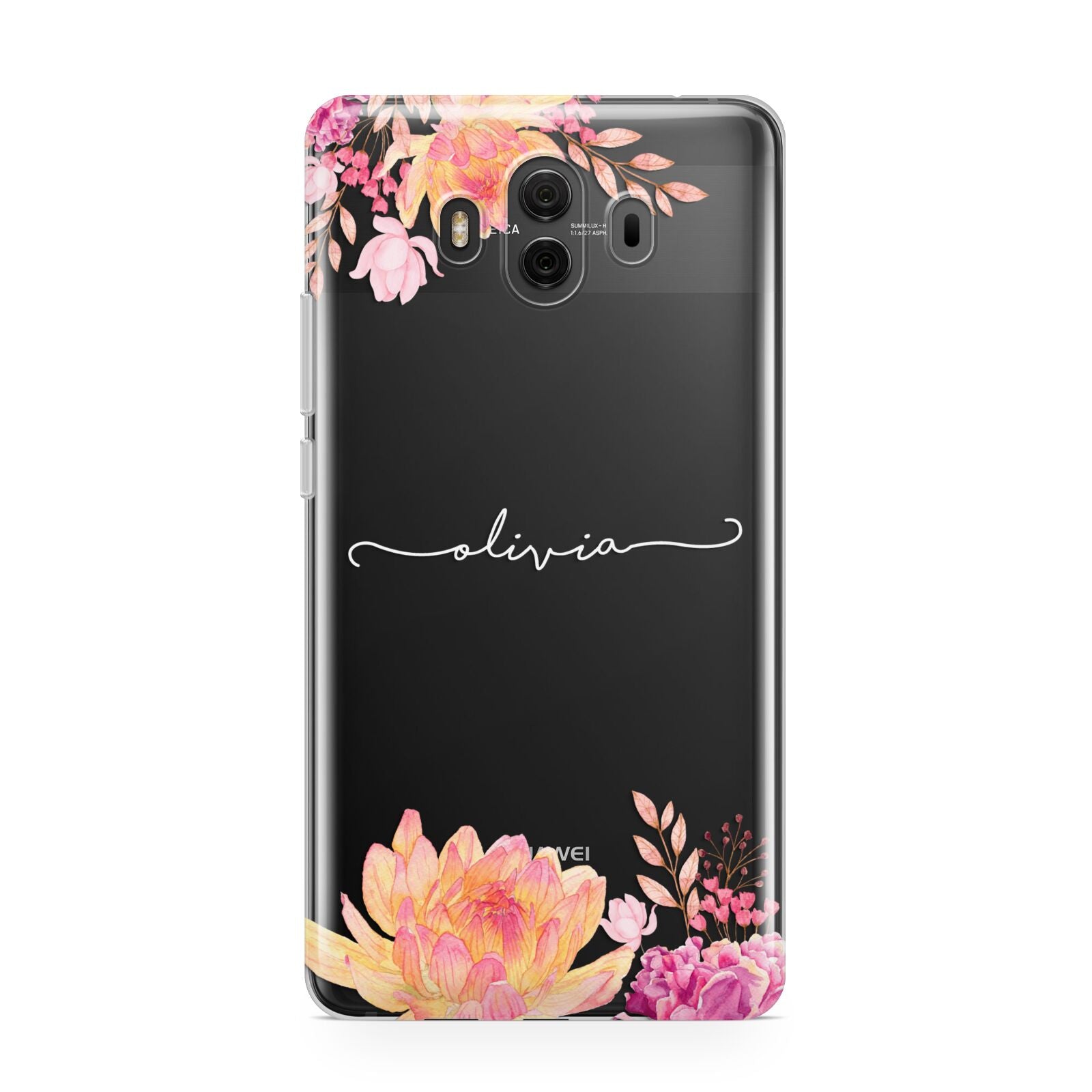 Personalised Dahlia Flowers Huawei Mate 10 Protective Phone Case