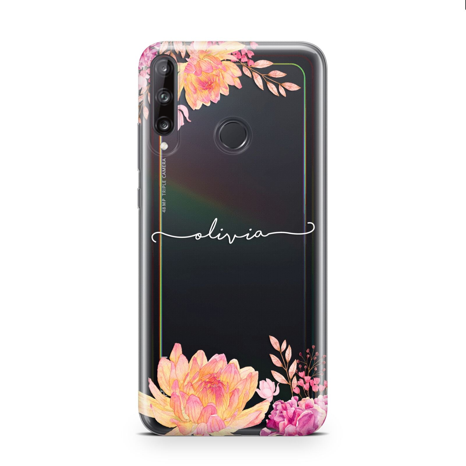 Personalised Dahlia Flowers Huawei P40 Lite E Phone Case