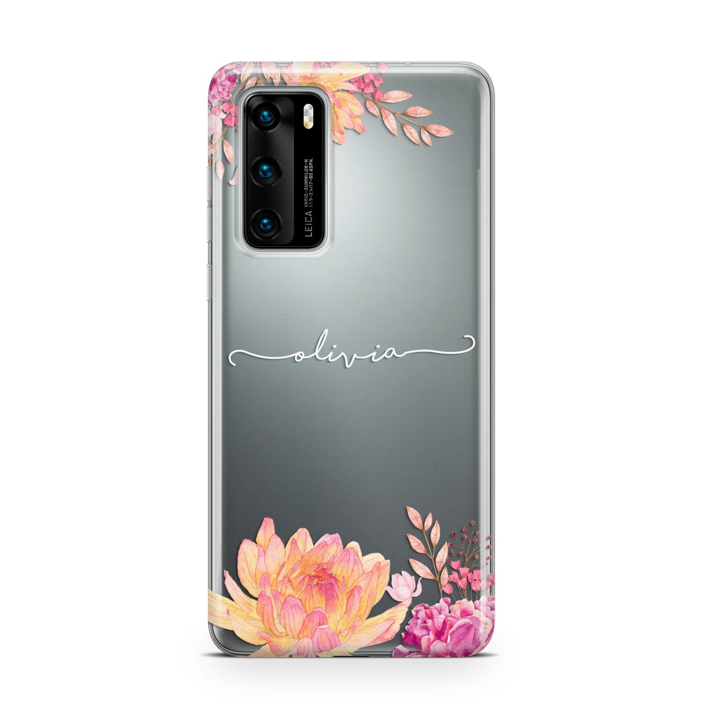 Personalised Dahlia Flowers Huawei P40 Phone Case