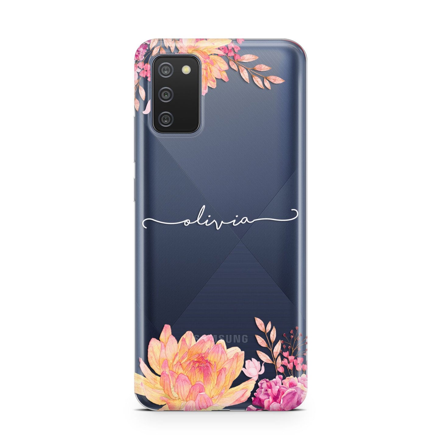 Personalised Dahlia Flowers Samsung A02s Case